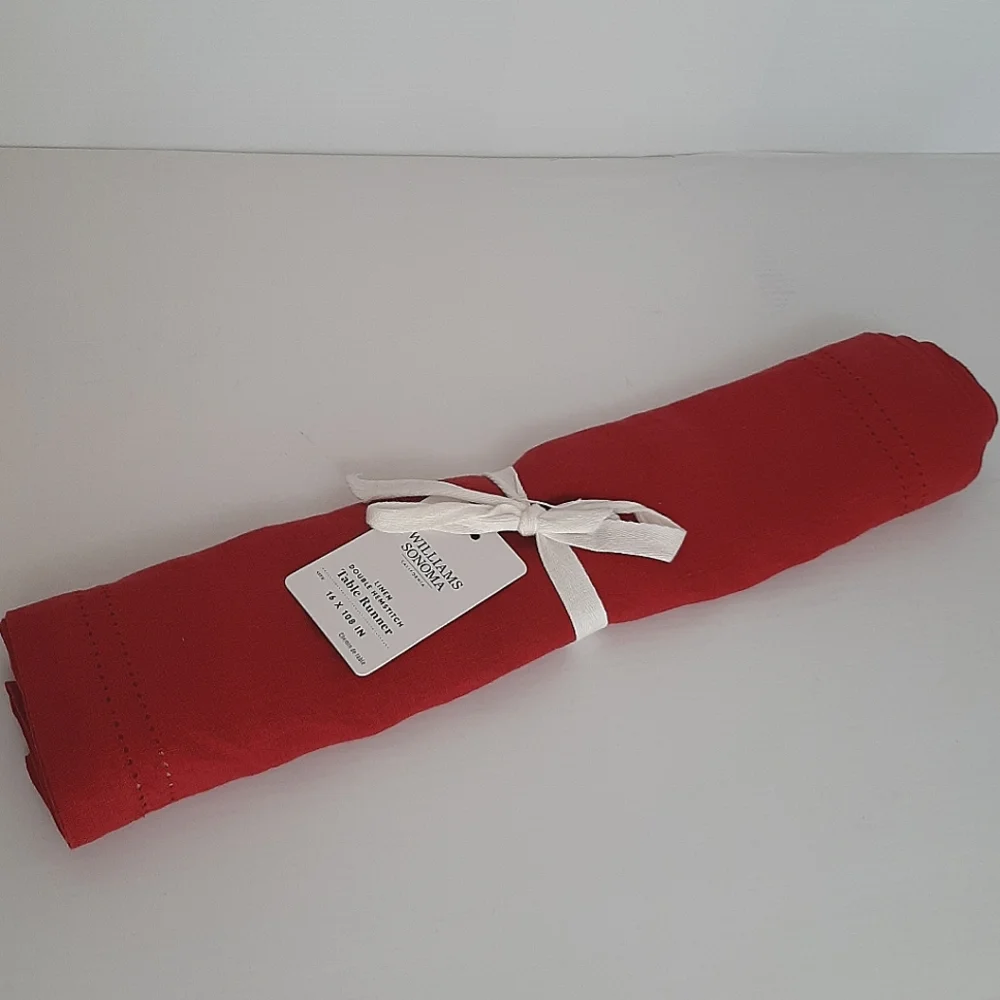 Williams Sonoma Linen Double Hemstitch Table Runner